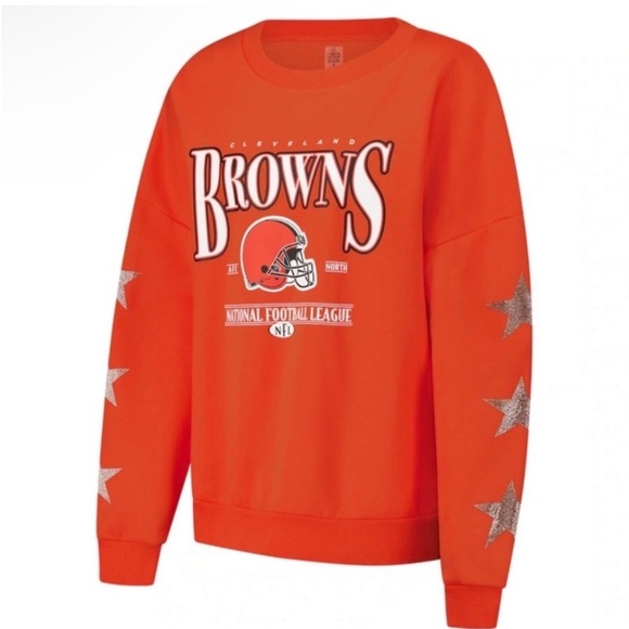 NFL Tops - Cleveland Browns NFL Game Couture Oversized Orange Sweatshirt Size Large